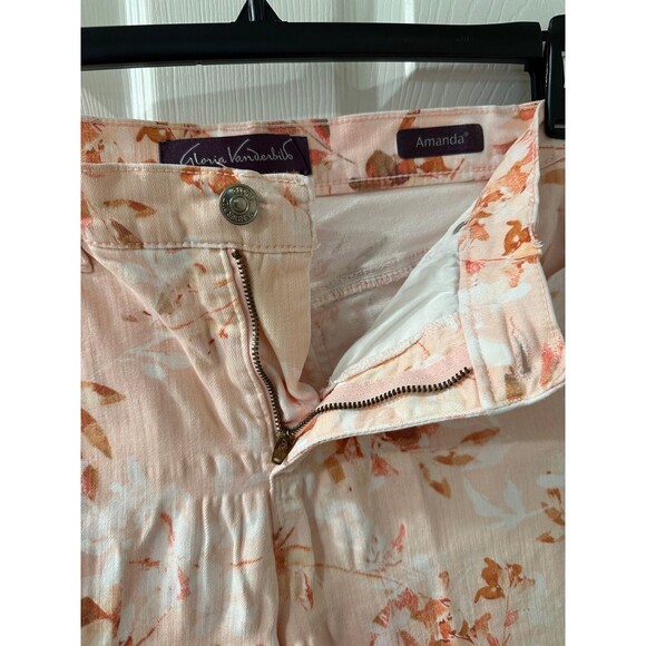 Gloria Vanderbilt Amanda Peach Floral Cropped Pants Size 6P - Picture 3 of 5